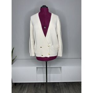 RODIER‎ Cardigan Women's Large Wool Blend Gold Button Sweater Made In Tunisia
